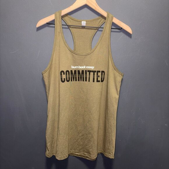Burn Boot Camp COMMITTED Sleeveless Tank Top Womens XXL Army Green - Picture 1 of 5